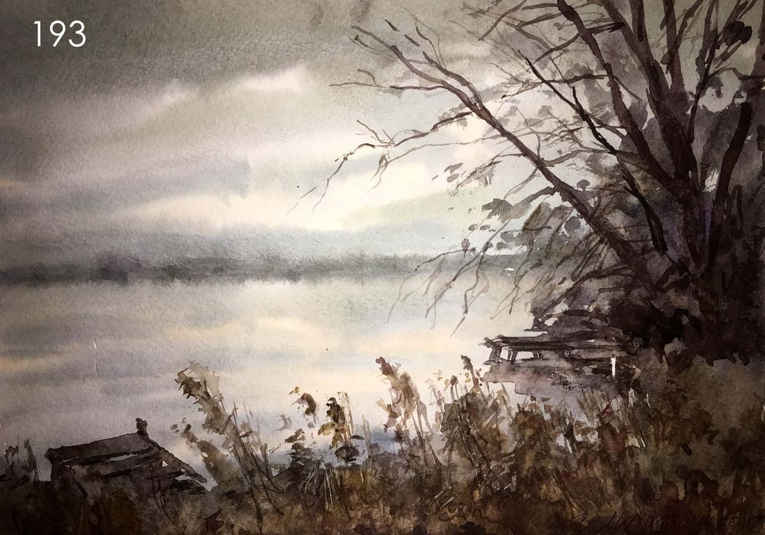 Wind over the river watercolor painting Viktor Mikhailichenko (1 of 7)