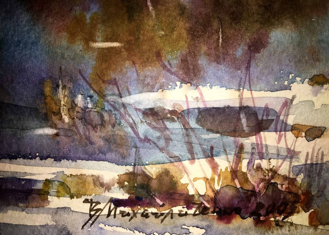 Early spring watercolor painting Viktor Mikhailichenko - 2