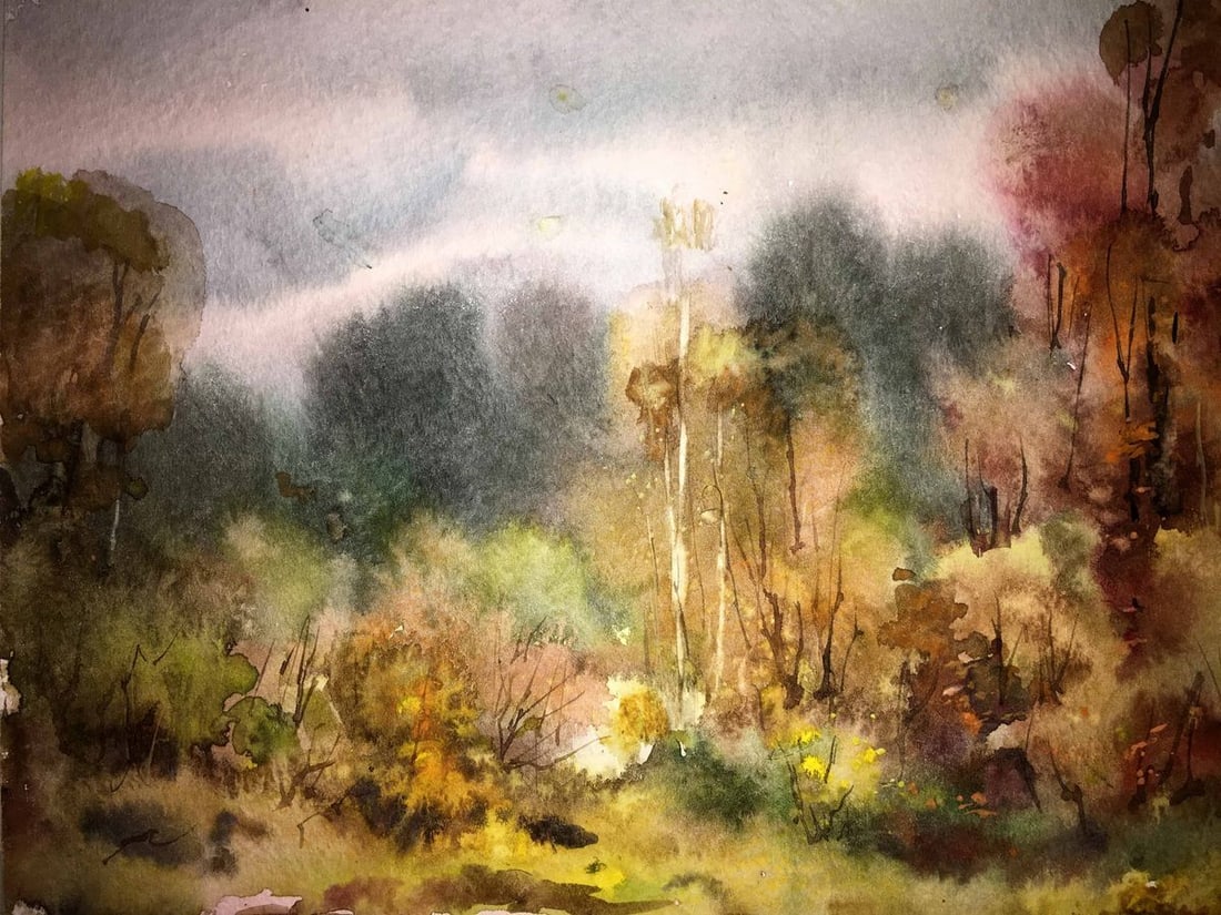 Autumn gold watercolor painting Viktor Mikhailichenko - 8