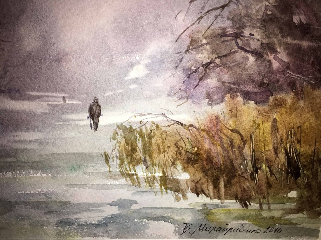 Winter forest watercolor painting Viktor Mikhailichenko - 4