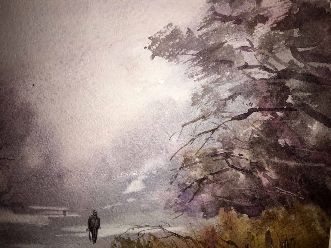 Winter forest watercolor painting Viktor Mikhailichenko - 5