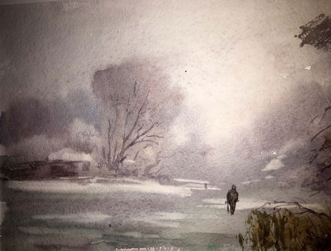 Winter forest watercolor painting Viktor Mikhailichenko - 7