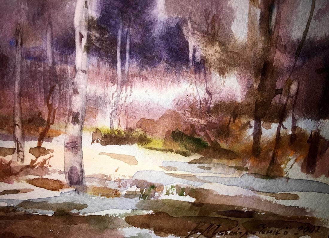 End the winter watercolor painting Viktor Mikhailichenko - 3