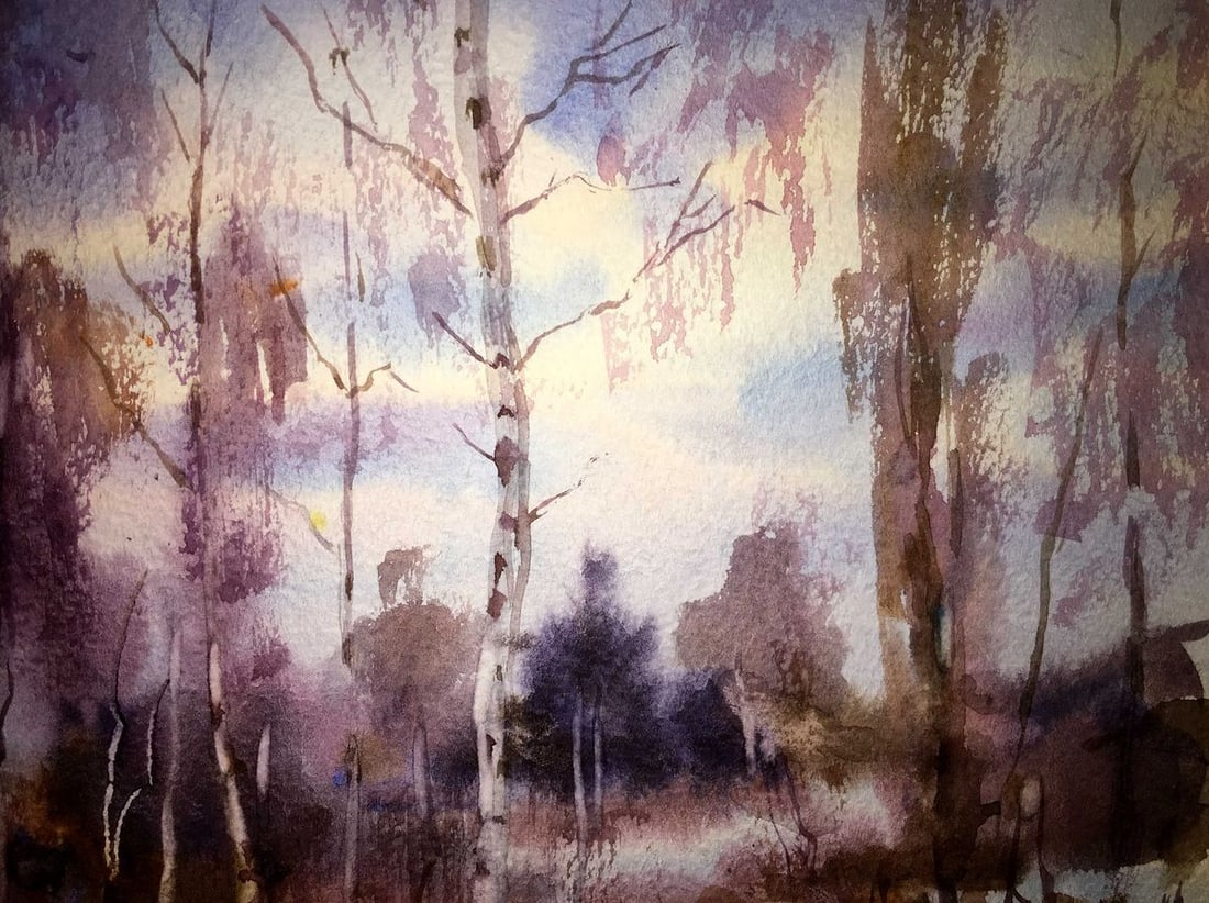 End the winter watercolor painting Viktor Mikhailichenko - 4