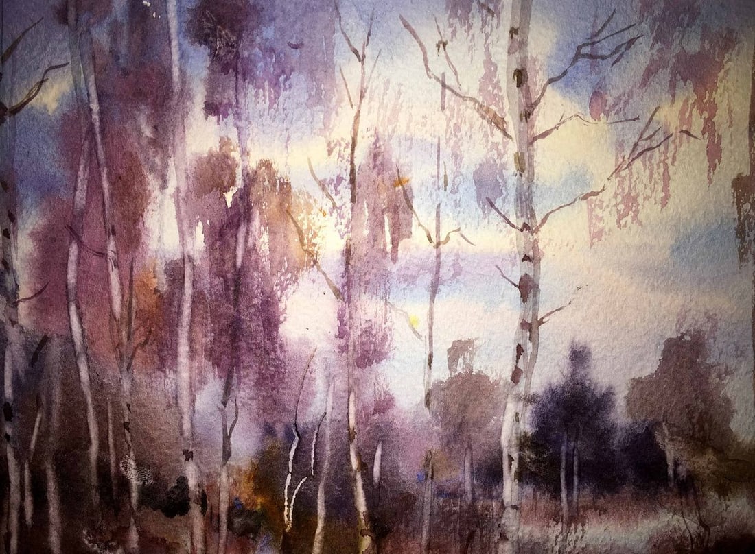 End the winter watercolor painting Viktor Mikhailichenko - 6
