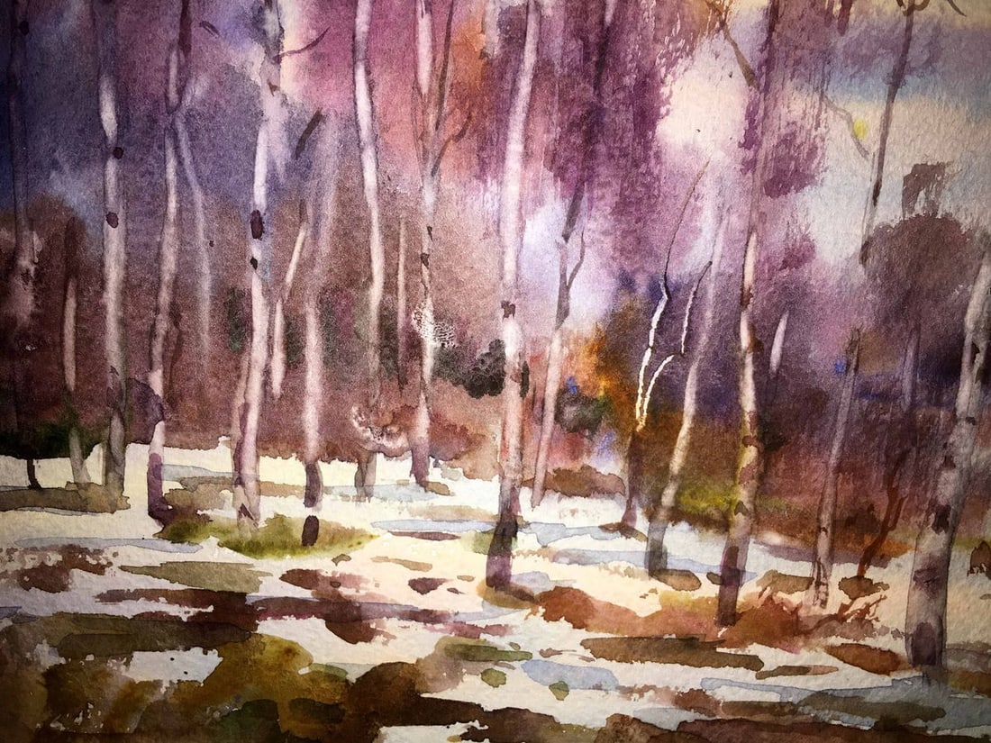 End the winter watercolor painting Viktor Mikhailichenko - 7