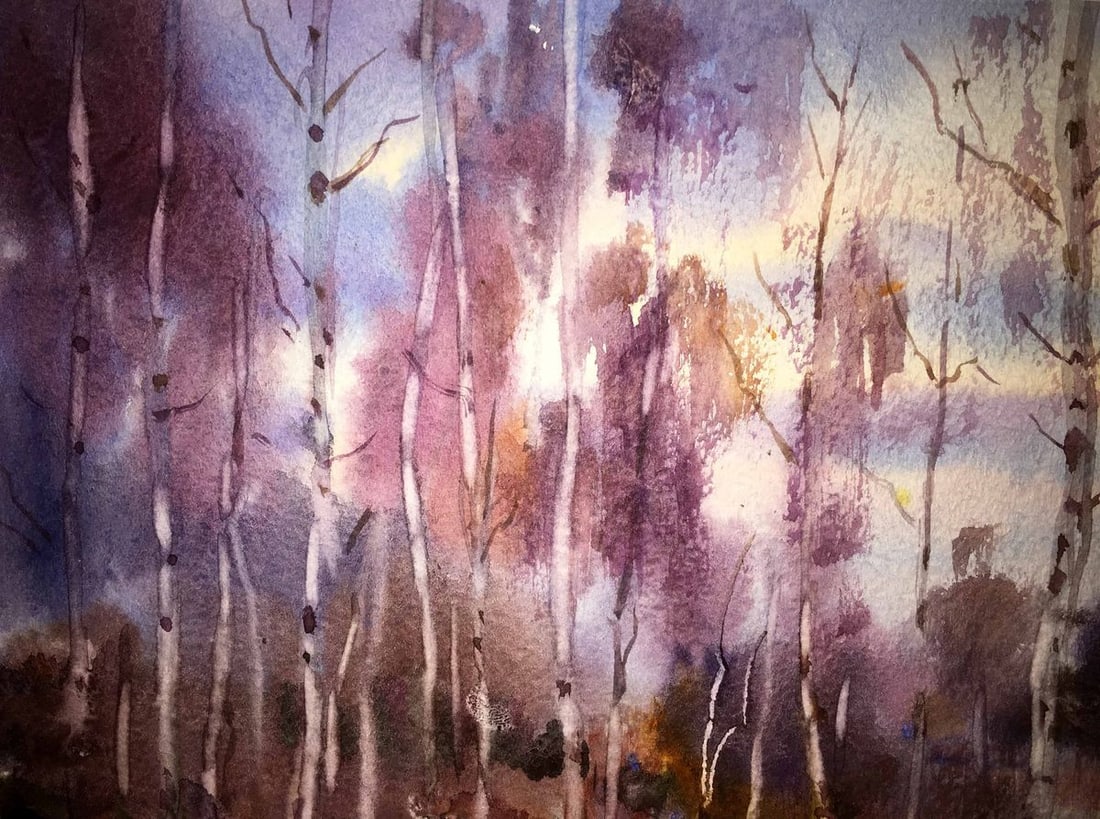 End the winter watercolor painting Viktor Mikhailichenko - 8