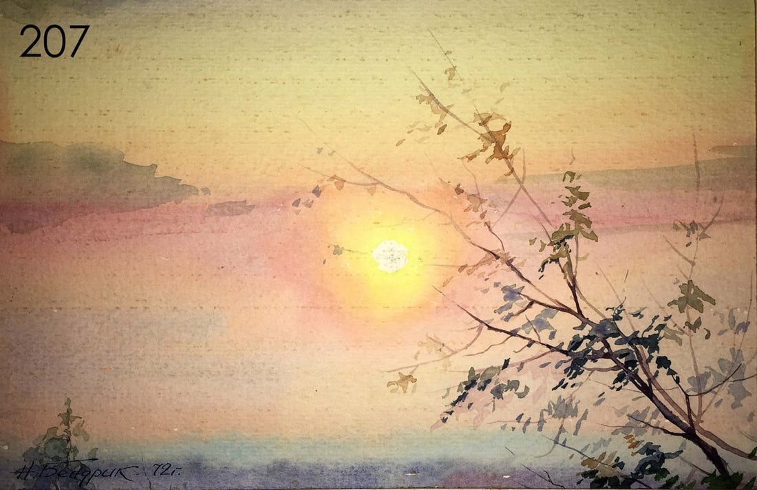 Sunset watercolor painting Nikolai Bendrik (1 of 9)