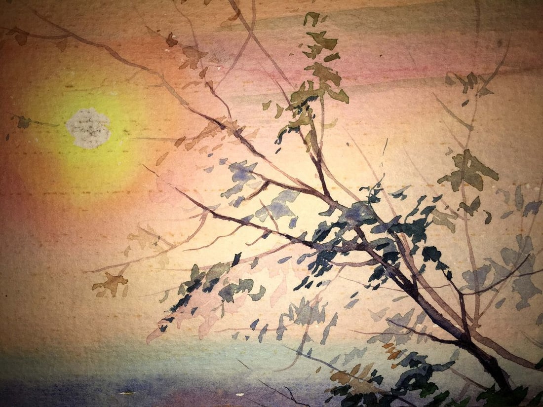 Sunset watercolor painting Nikolai Bendrik - 4