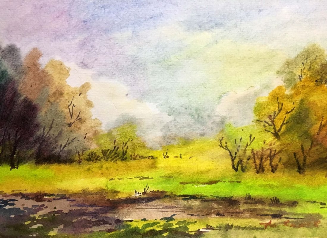 Summer landscape watercolor painting A. Horov - 2