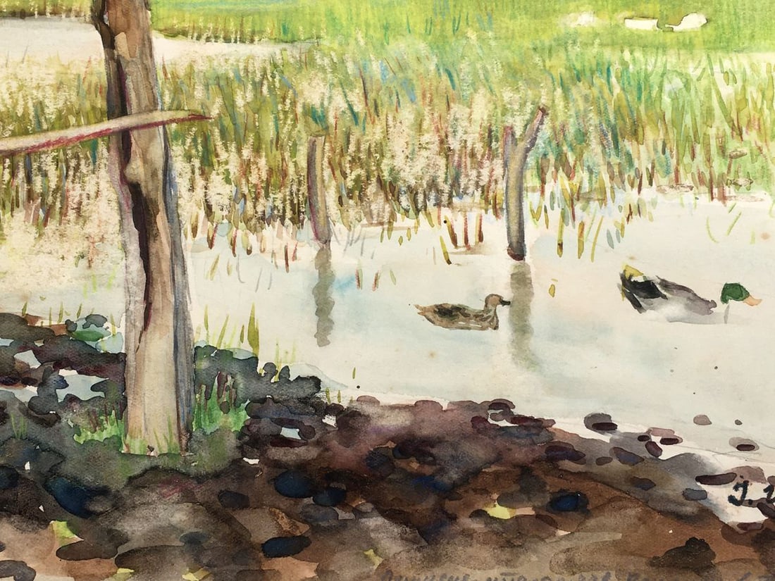 Watercolor painting River landscape Tsyupka Ivan Kirillovich - 4