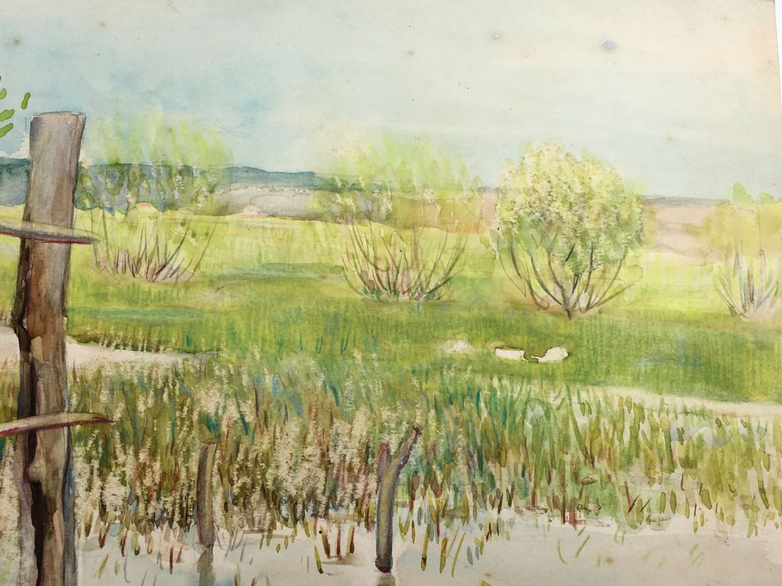 Watercolor painting River landscape Tsyupka Ivan Kirillovich - 5