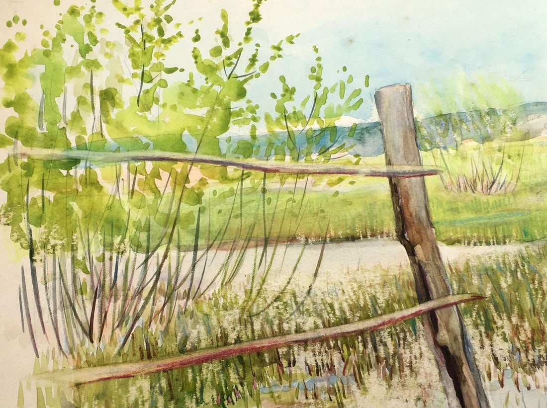 Watercolor painting River landscape Tsyupka Ivan Kirillovich - 6