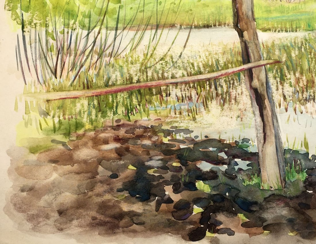 Watercolor painting River landscape Tsyupka Ivan Kirillovich - 7