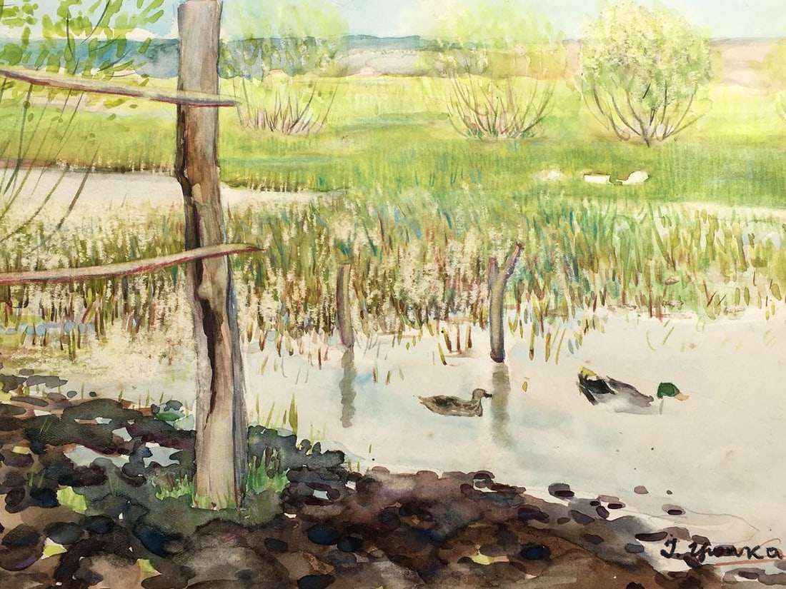 Watercolor painting River landscape Tsyupka Ivan Kirillovich - 8
