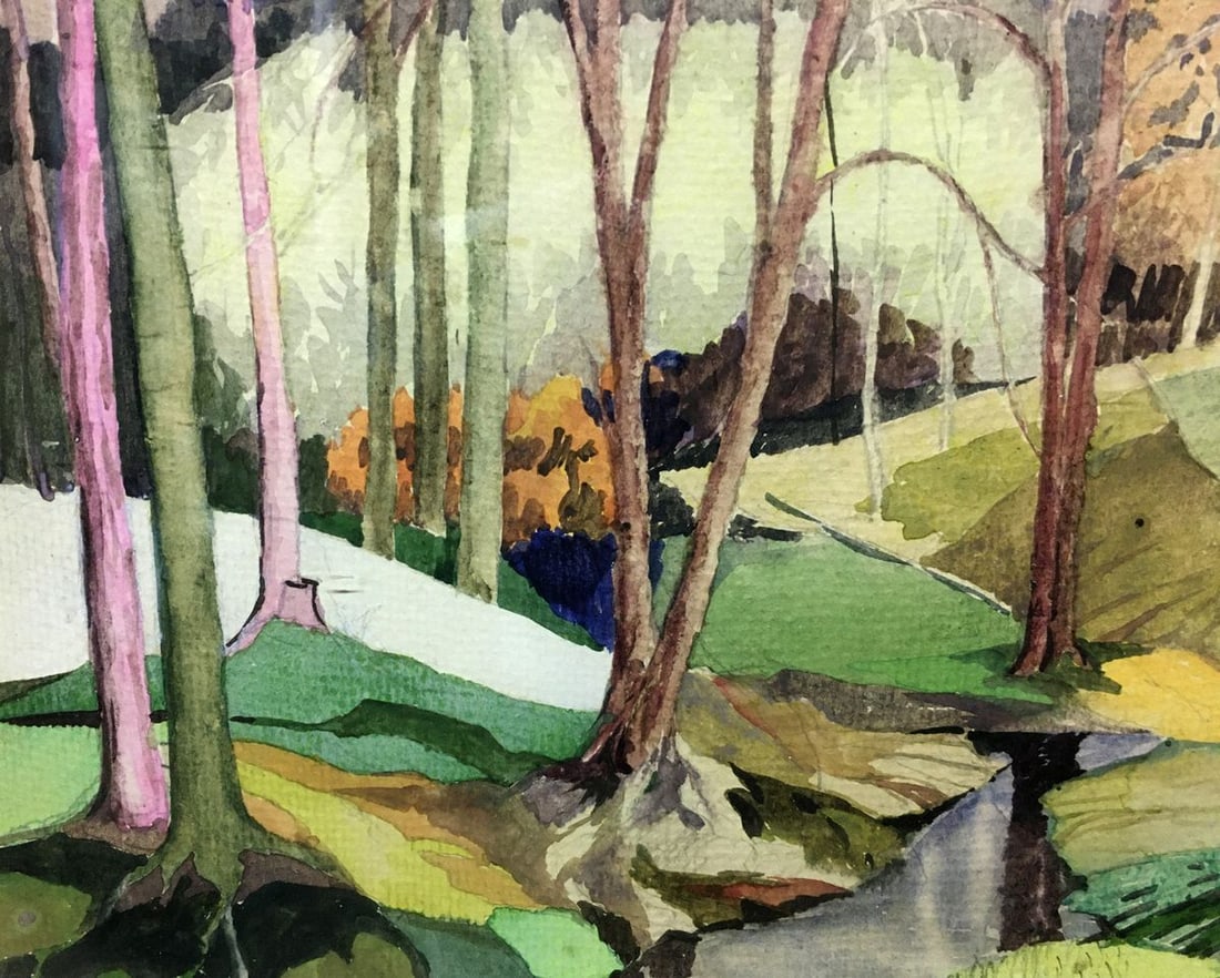 Watercolor painting Forest stream V. Olisevich - 3
