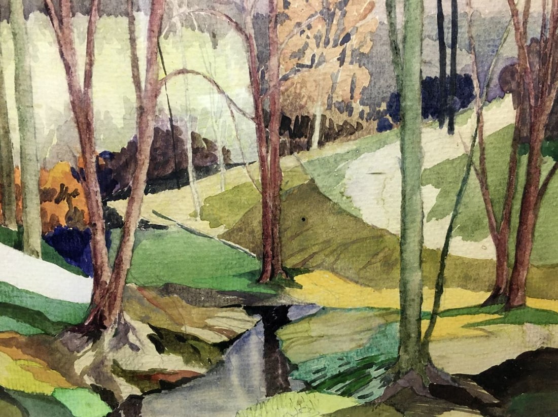 Watercolor painting Forest stream V. Olisevich - 4