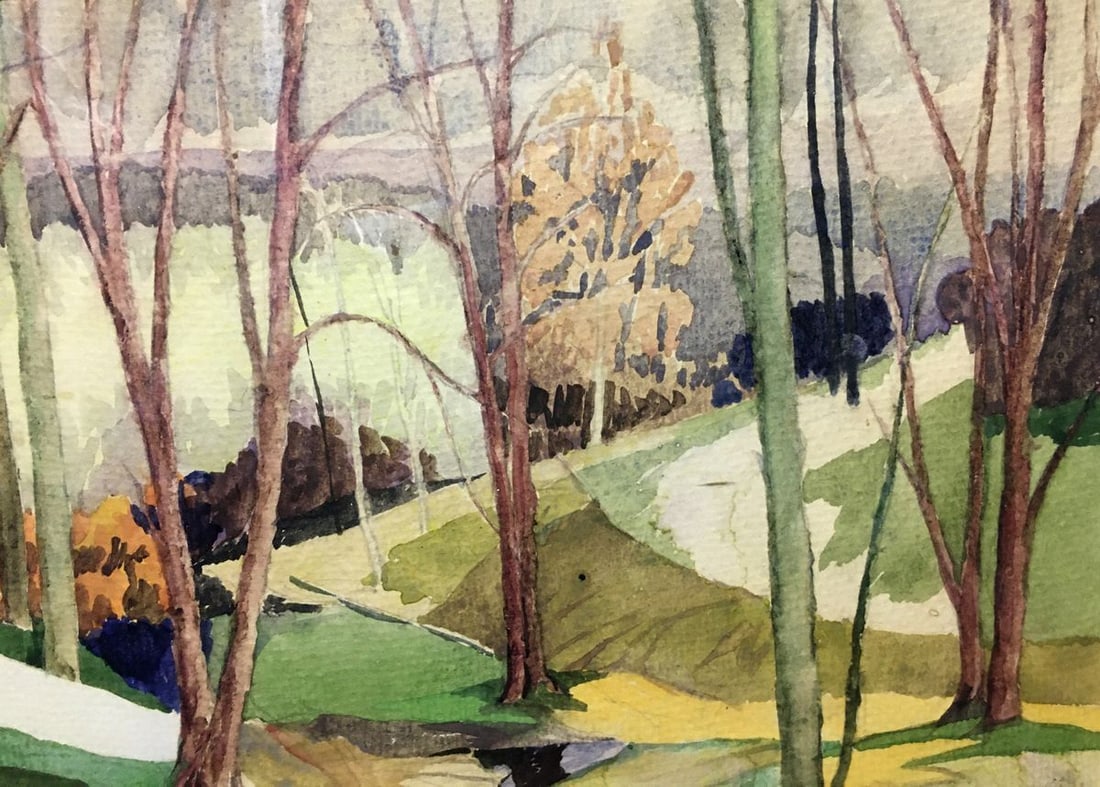 Watercolor painting Forest stream V. Olisevich - 5