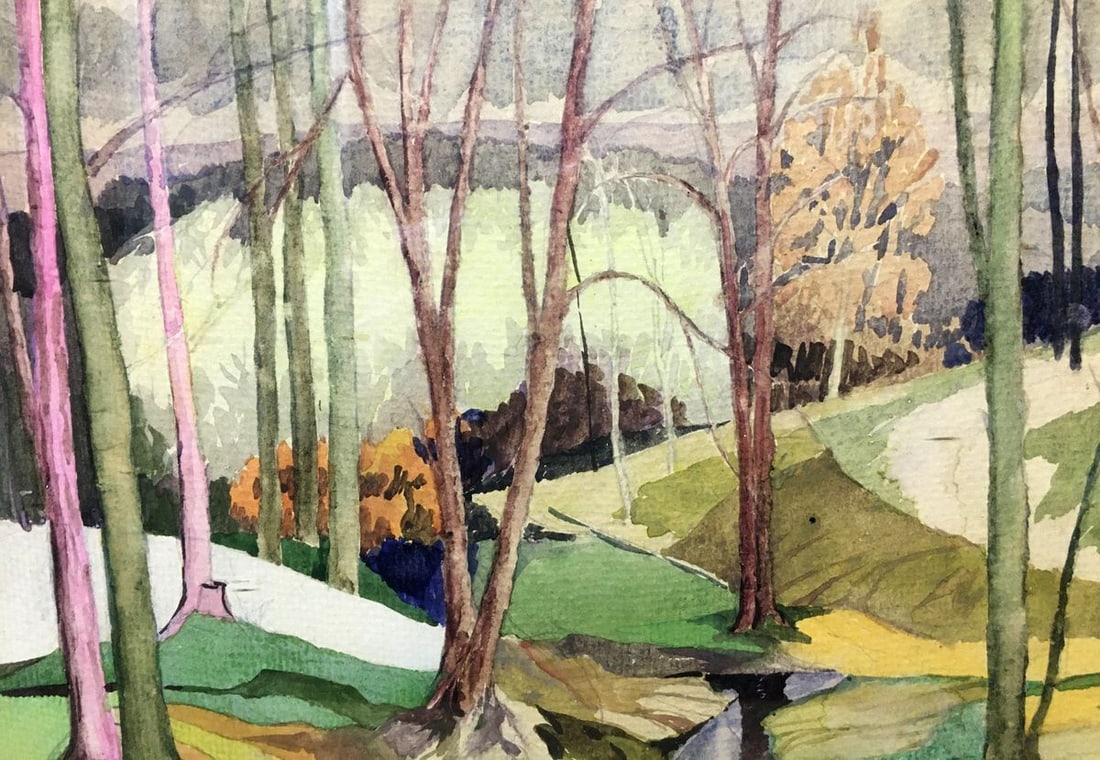 Watercolor painting Forest stream V. Olisevich - 6