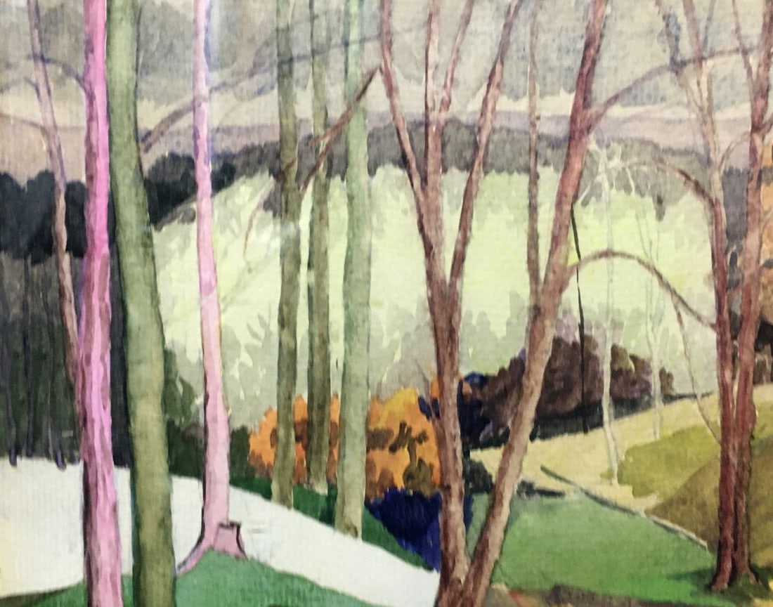 Watercolor painting Forest stream V. Olisevich - 7