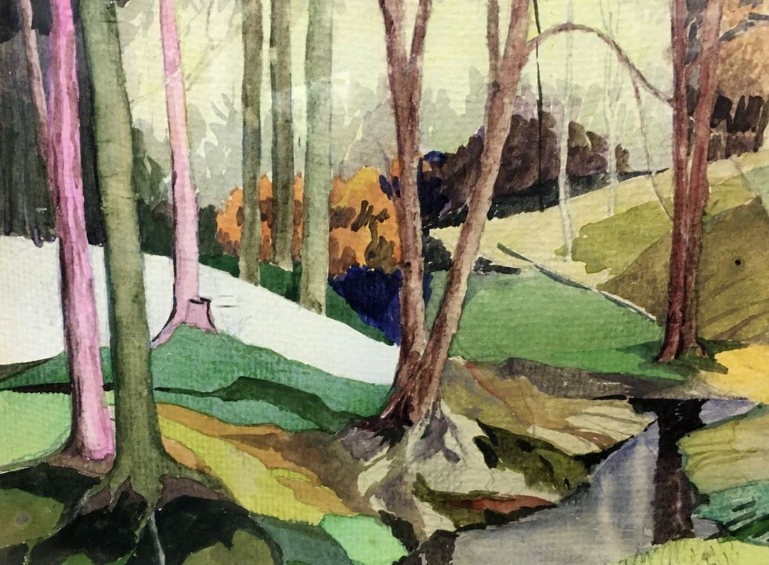 Watercolor painting Forest stream V. Olisevich - 8