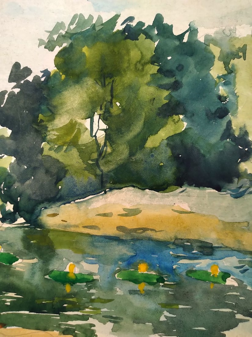 Watercolor painting The river flows in the forest Litvinov Oleg Arkad'yevich - 2