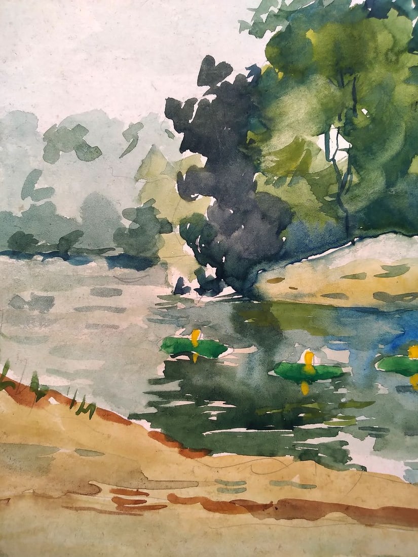 Watercolor painting The river flows in the forest Litvinov Oleg Arkad'yevich - 4