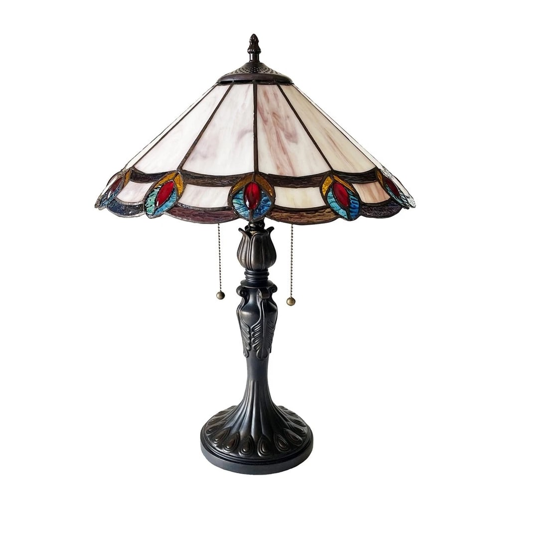 23.5" Peacock Stained Glass Table Lamp - 2