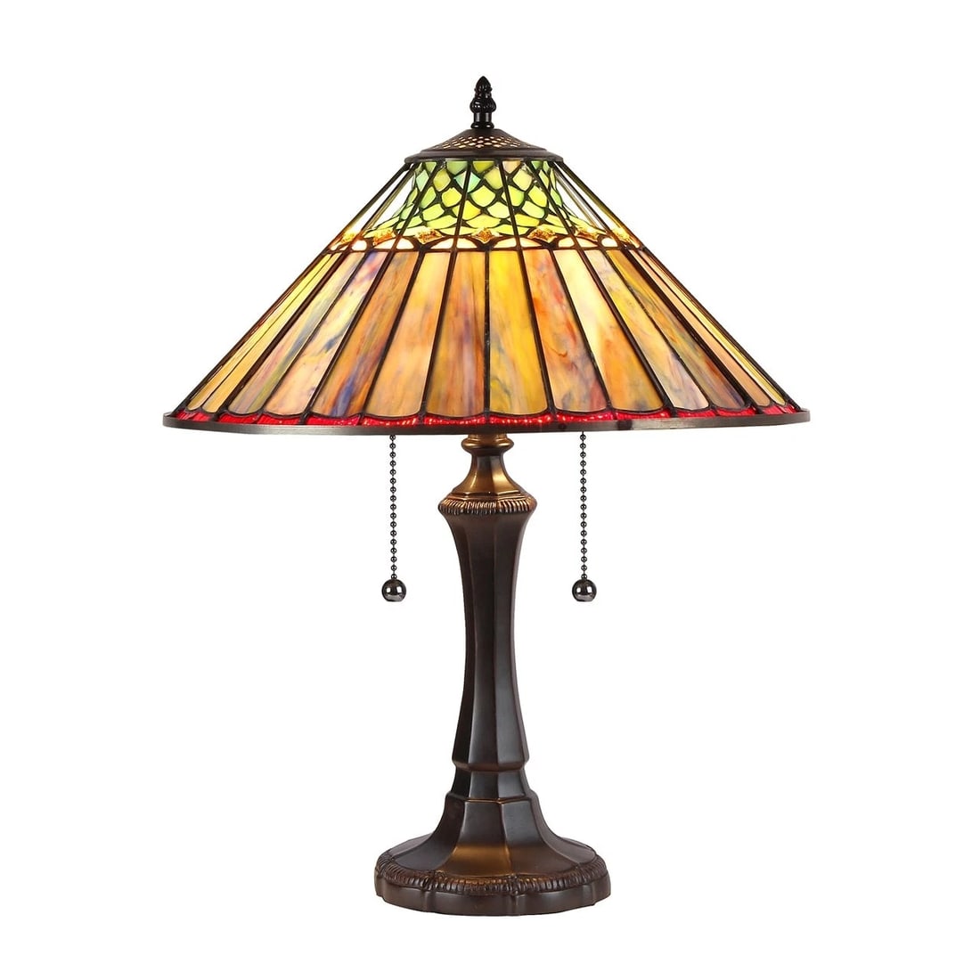 21.5" Vintage Style Stained Glass Table Lamp: 21.5" High x 16.14" Wide Reproduction Art Nouveau Tiffany-Style Table Lamp Hand-Cut Stained Glass Add a masterpiece of light and color to your home with this exquisite Tiffany-style stained glass