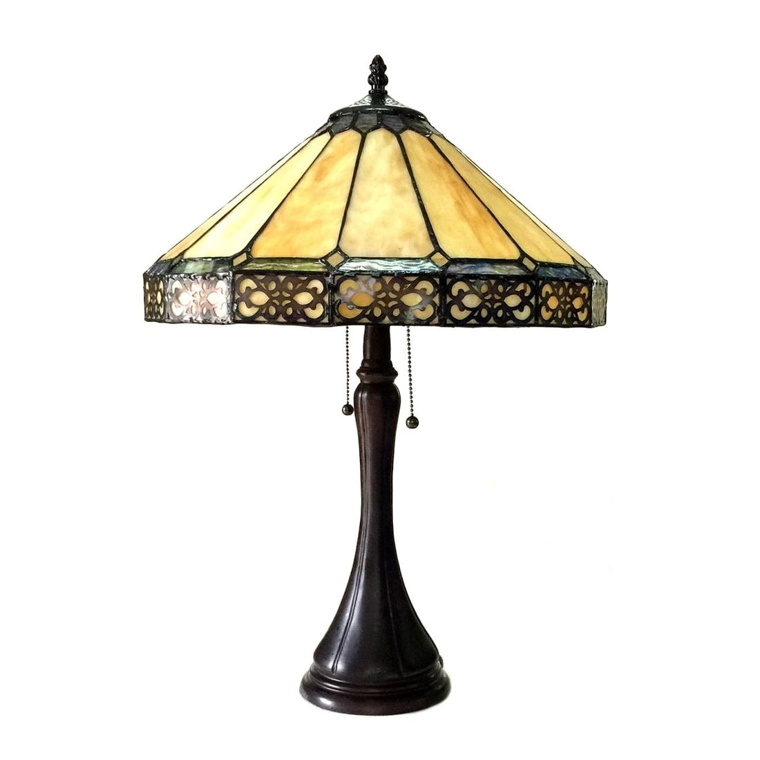 23" Stained Glass Mission Craftsman Style Table Lamp: 23" High x 16" Wide Art Glass Mission Style Table Lamp Craftsman/Arts & Crafts Aesthetic Bring a touch of warm, golden-hour light into your home with this stunning Tiffany-style art glass table lamp.