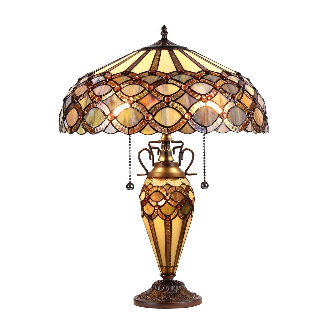 25.2" Stained Glass Lit Base Table Lamp