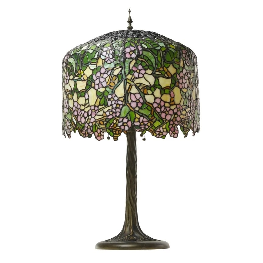 31.75" Cherry Blossoms Stained Glass Table Lamp - 2
