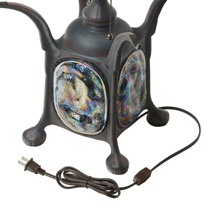 21.5" Blue Stained Glass Dragonfly Turtleback Table Lamp - 12
