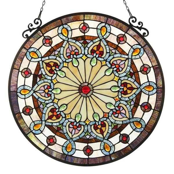 23.6" Round Stained Glass Window Hanging Panel Suncatcher (1 of 2)