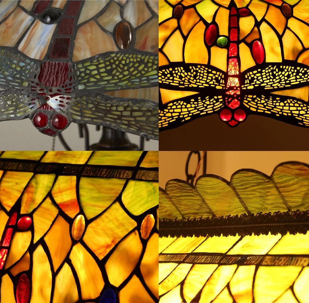 24" Stained Glass Dragonfly Lighted Base Table Lamp - 5