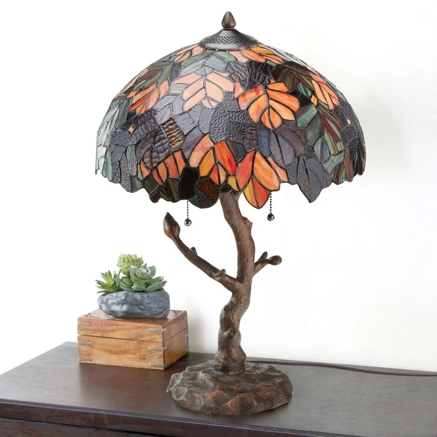 24.5"H Fall Tree Stained Glass Table Lamp - 6