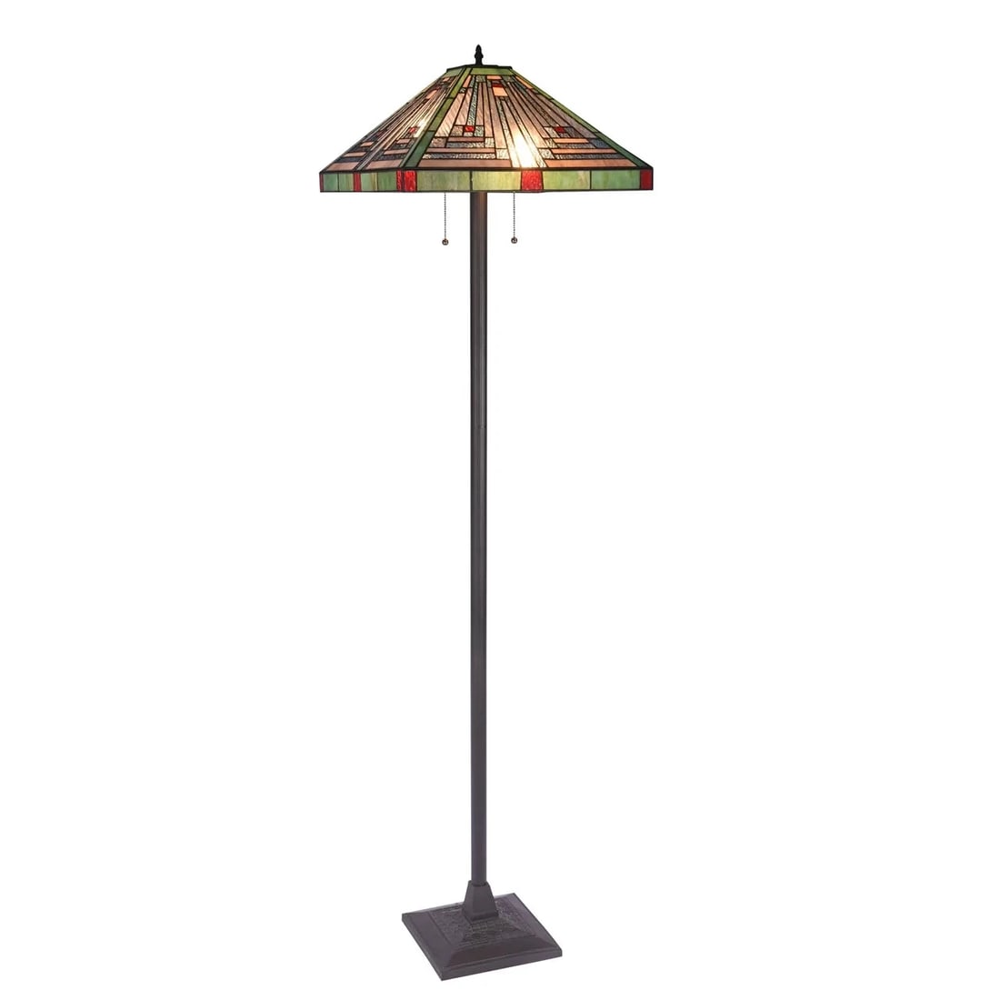 65.6" Stained Glass Mission Floor Lamp: 65.6" High 17.9" Wide Shade Wonderful reproduction floor lamp handcrafted in the spirit of the original artisans who brought light to the decorative arts of the early 1900s. Using traditional copper-f