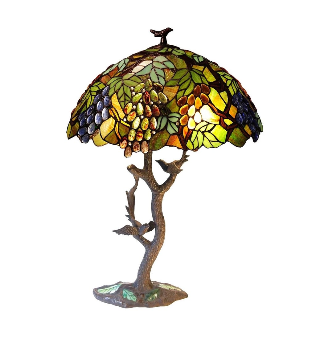 32.5" Stained Glass Grapes Table Lamp - 2