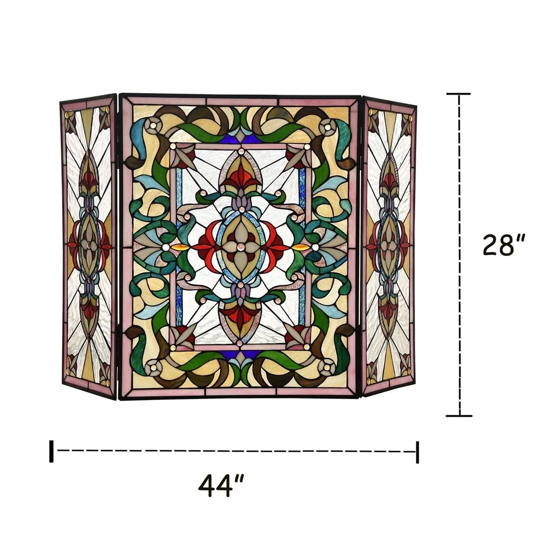 44" Folding Stained Glass Fireplace Screen - 4