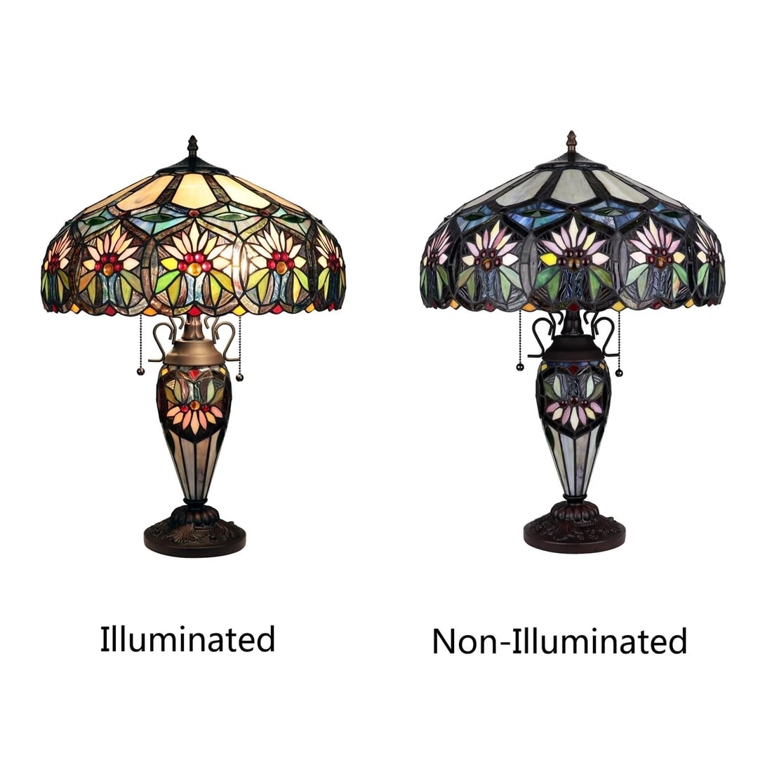 24" Stained Glass Lighted Base Table Lamp - 2