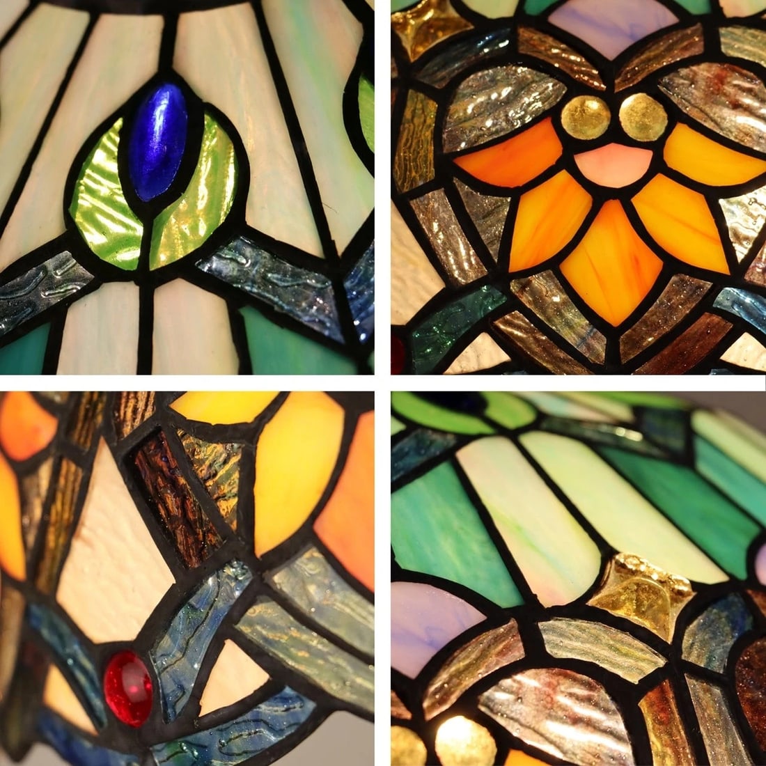 23.6" Stained Glass Lit Base Table Lamp - 4