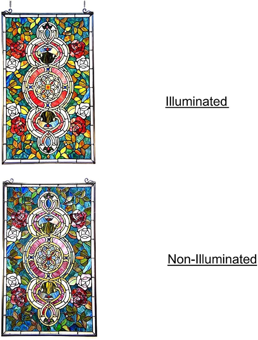 32" Stained Glass Window Hanging Panel Suncatcher - 7