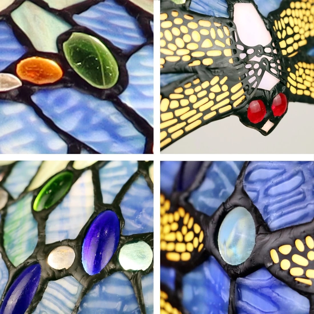 23" Stained Glass Dragonfly Lighted Base Table Lamp - 5