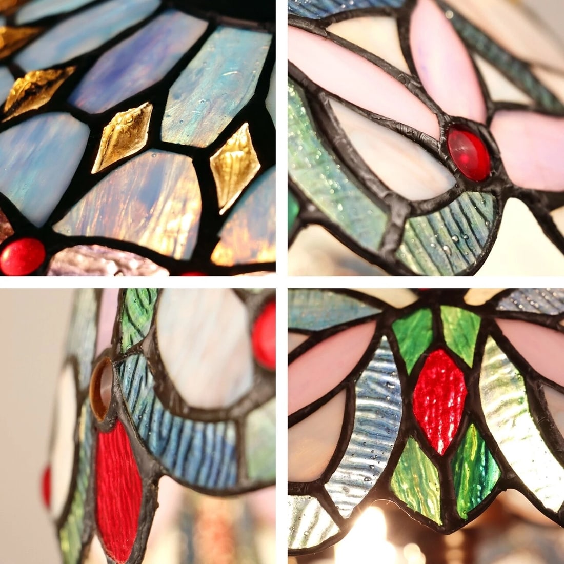 25" Stained Glass Lighted Base Table Lamp - 6