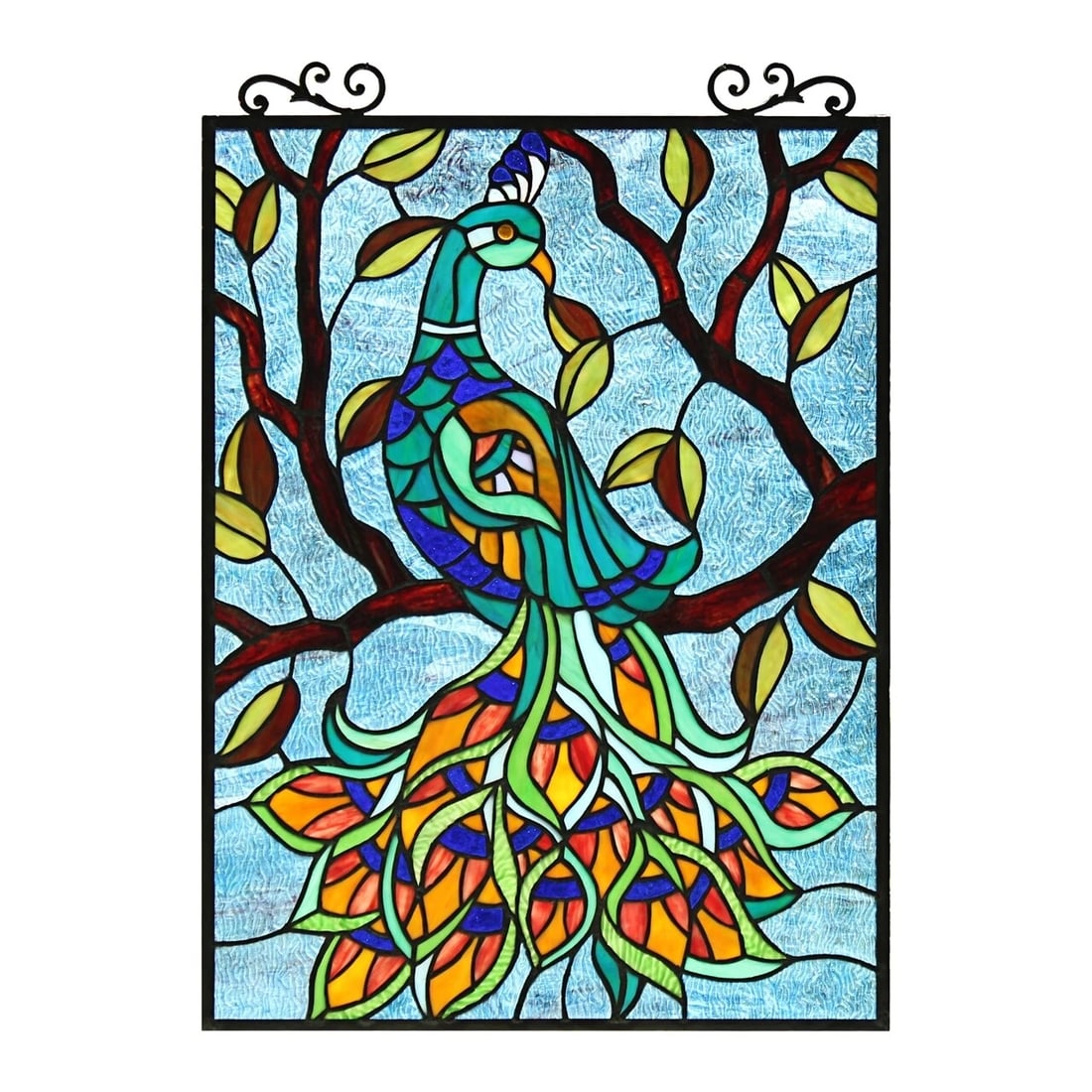 25" Stained Glass Window Hanging Panel Suncatcher: 21.85" Stained Glass Table Lamp Reserve: $210 Shipping: Domestic: Flat-rate of $40 to anywhere within the contiguous U.S. International: Foreign shipping rates are determined by destination.