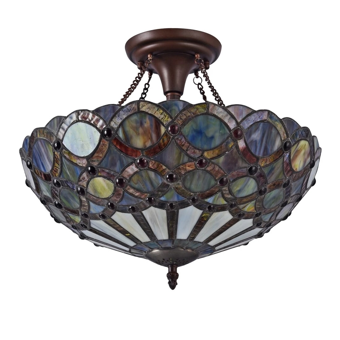 16" Stained Glass Semi Flush Ceiling Uplight - 2