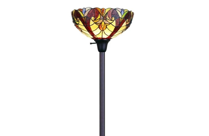 69 1/2" Stained Glass Torchier Up light Floor Lamp: 21" Stained Glass Dragonfly Table Lamp Reserve: $200 Shipping: Domestic: Flat-rate of $65 to anywhere within the contiguous U.S. International: Foreign shipping rates are determined by destination. In