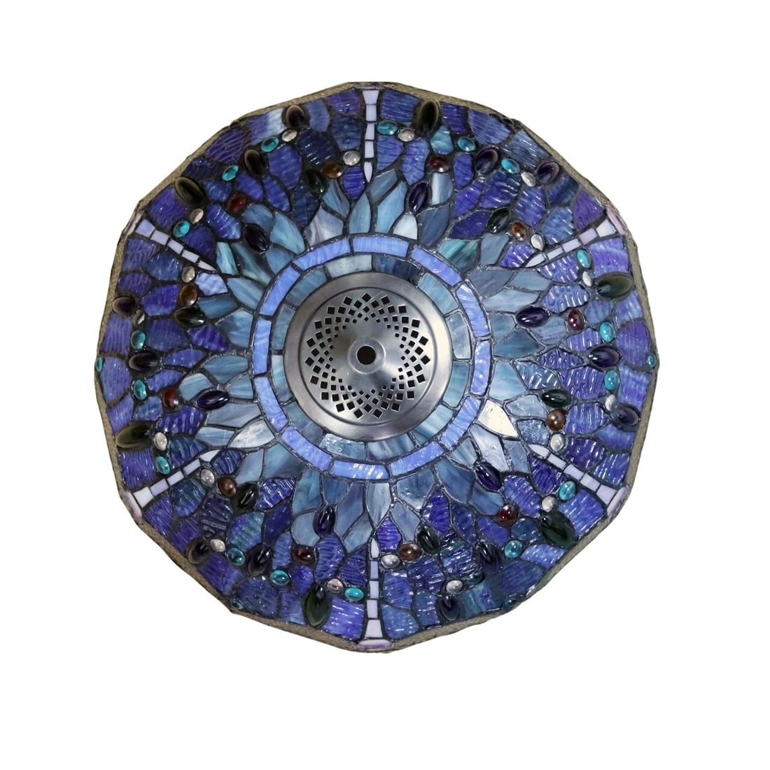 16" Dragonfly Stained Glass Semi Flush Ceiling Uplight - 4