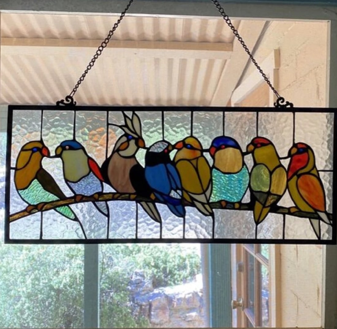 25.5" Stained Glass Window Hanging Panel Suncatcher - 6