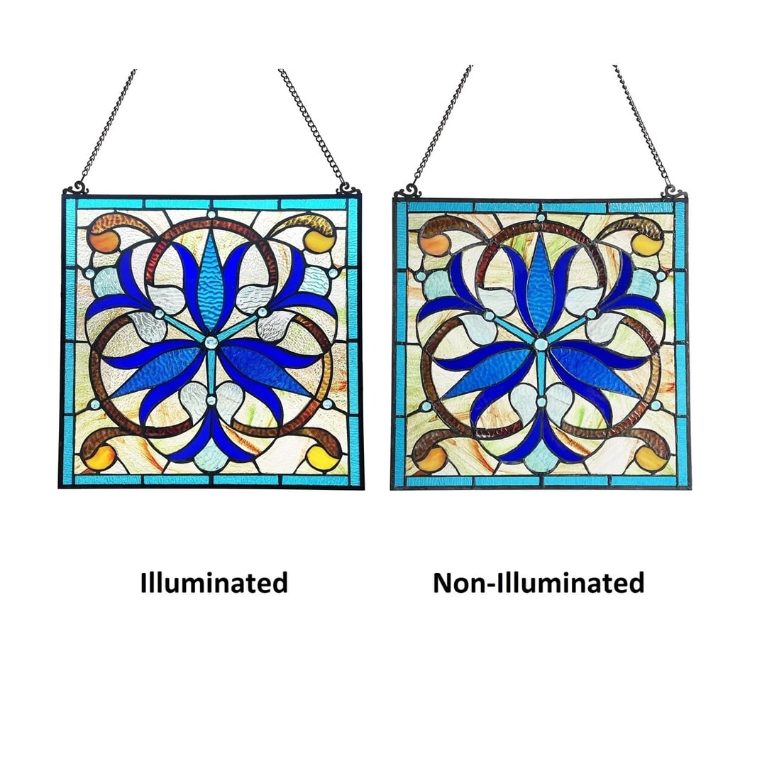 16" Stained Glass Hanging Window Pane Panel Suncatcher - 3